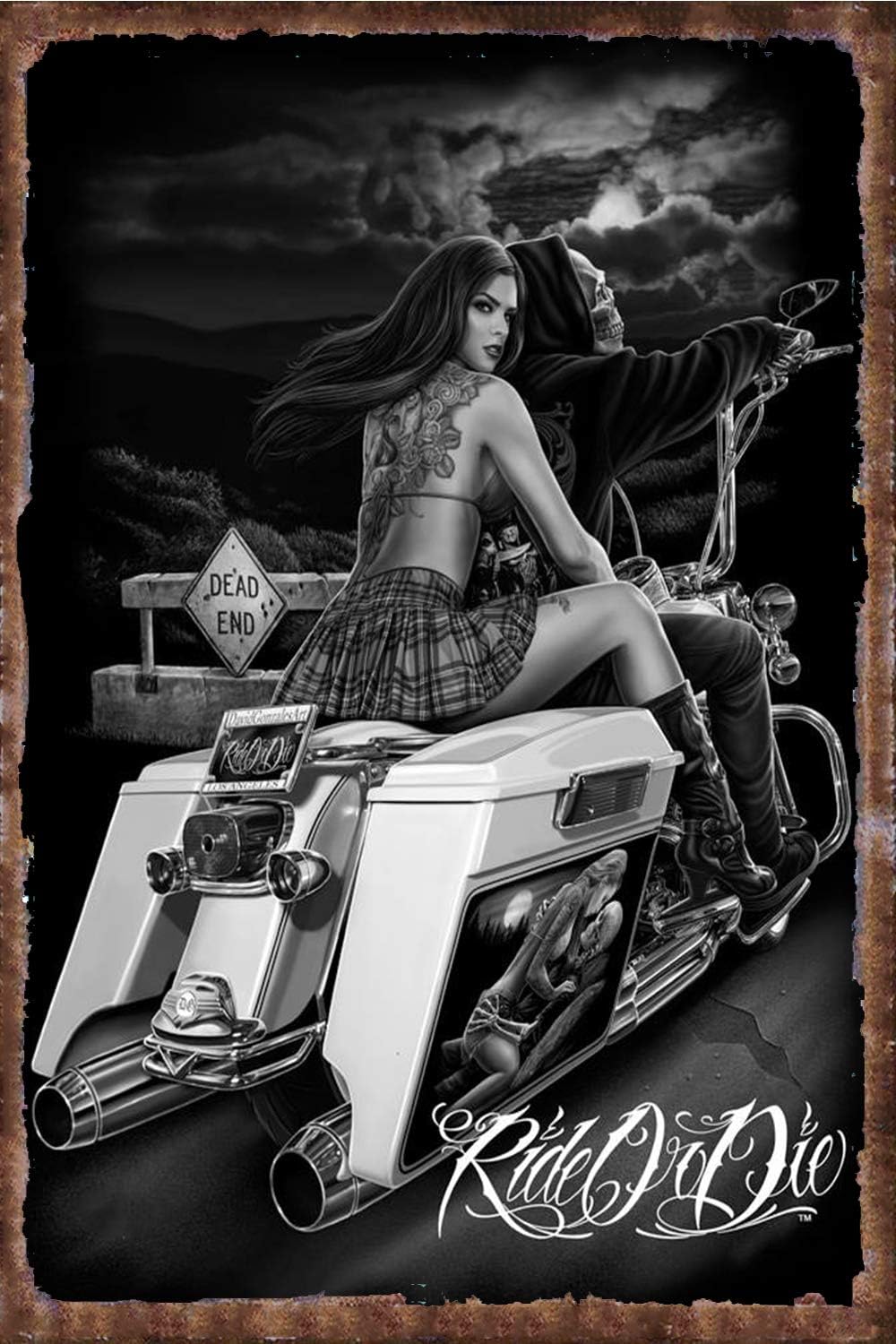 Kitchen Up - Vintage Metallschild „Ride or Die“ –