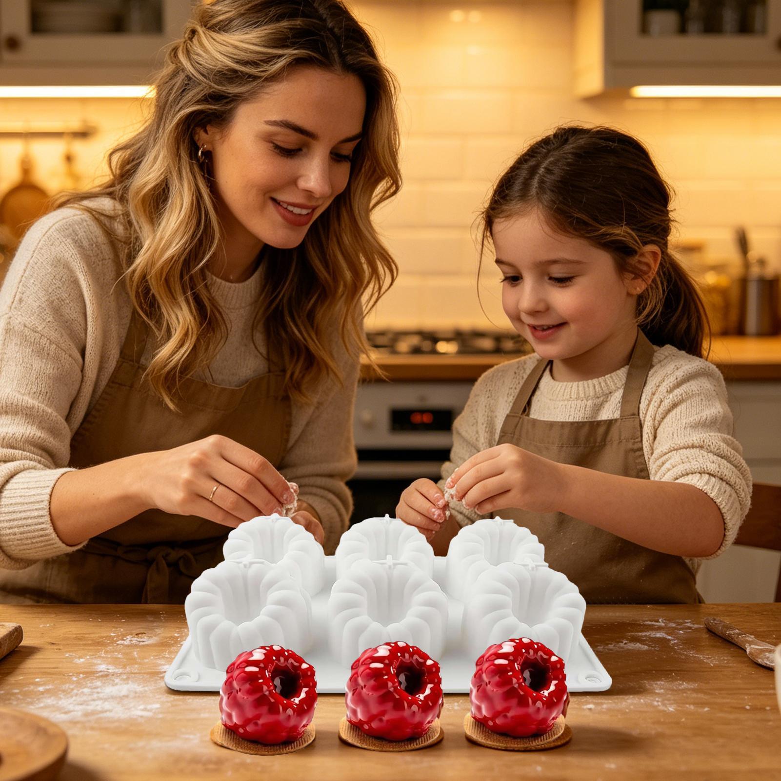 Kitchen Bakery - Himbeer-Silikonform, 3D-Silikonform in Himbeerform, 6 Mulden,