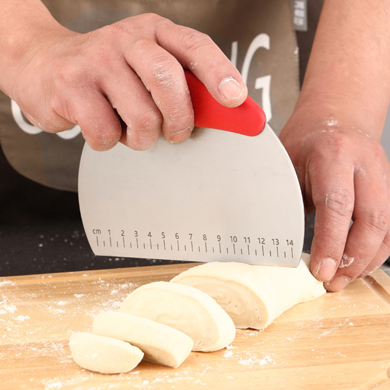 Bench Scraper Dough - Edelstahl-Teigschaber, Brot- und Pizzateigschneider, Metall-Bänkschaber, Kuchen-Teigschaber,