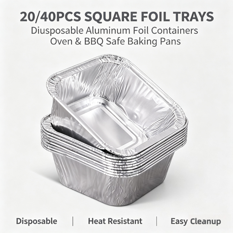 Kitchen Oven Baking Pans - 20/40 Stück Quadratische Einweg-Aluminiumfolienbehälter Lebensmittelaufbewahrungsbehälter Backformen