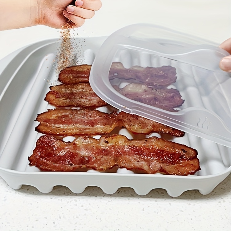 Kitchen Essentials Baking Tray - Mikrowellen-Speck-Kochtablett, Entwässerungsdesign für Fettspeck-Saucen, PP-Material, Urlaubsküche,