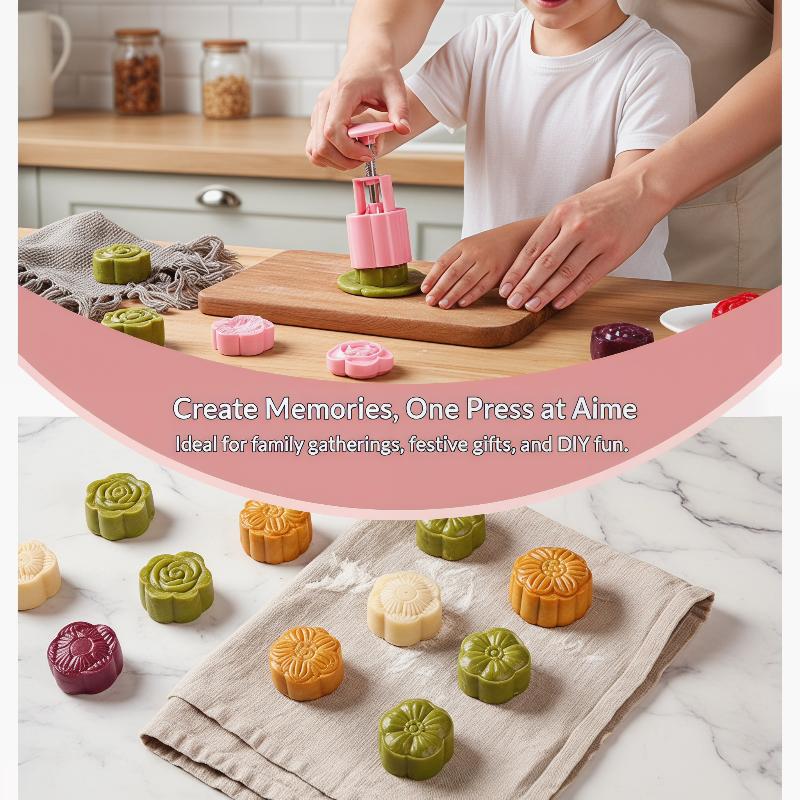 Kitchen Baking Torch - DIY Mondkuchen-Form 1 Set Kunststoff-Handpresse Gebäckformer