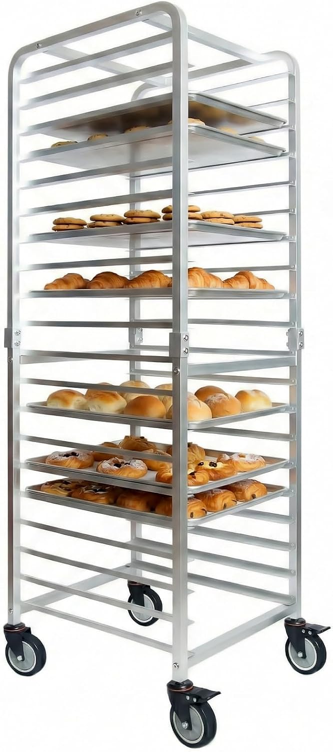 Kitchen Baking Sheets - Kommerzieller 20-stufiger Edelstahl-Backblechständer mit Rädern, mobiler