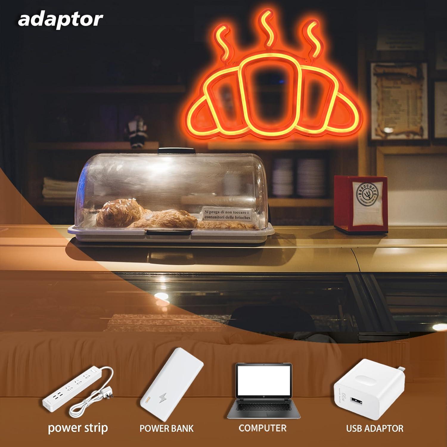 Croissant-Neon-Schild, USB-bet – Kitchen Bakery Bewertung und Preis