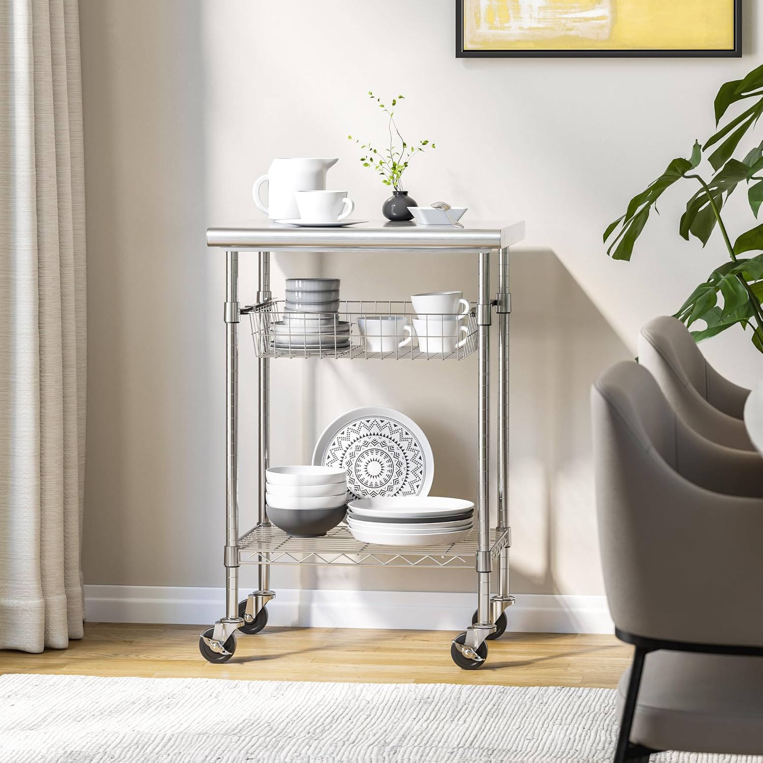 Edelstahl-Arbeitstischwagen fü – Kitchen Baking Cart Bewertung und Preis