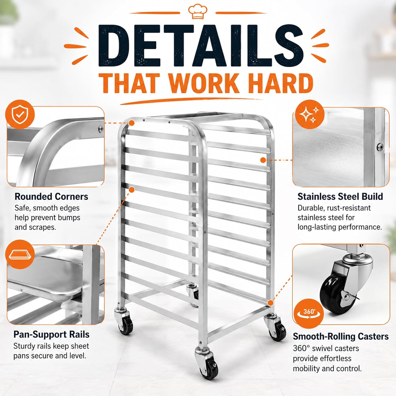 10-stufiger Edelstahl-Backblec – Kitchen Baking Cart Bewertung und Preis